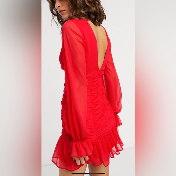 Red Ruched Dress - Picture 3 of 7
